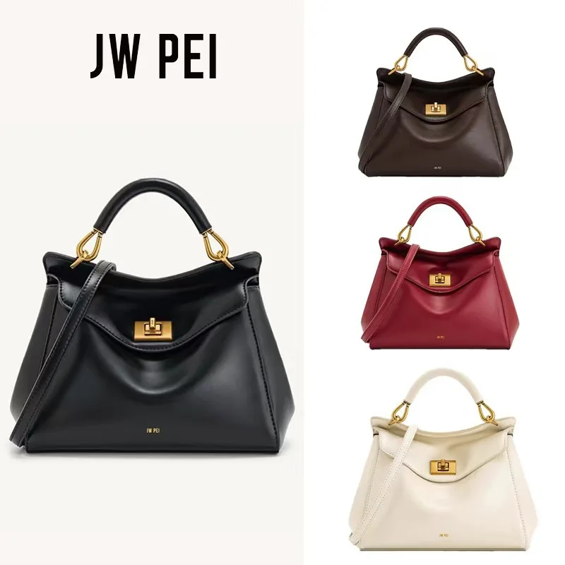 JW PEI Lock Bag, Damentasche aus echtem Leder, Umhängetasche mit großem Fassungsvermögen, Retro Fashion Lucia Luxus-Handtasche