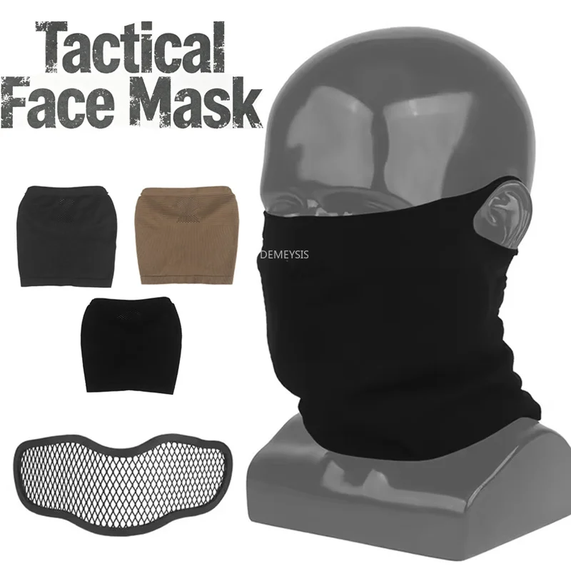 Image of Airsoft Balaclava Taktische Jagd-Gesichtsmaske mit Abnehmbarem Stahlgitter-Schutz Atmungsaktive Staubdichte Winddichte Reit- und Wander-Maske