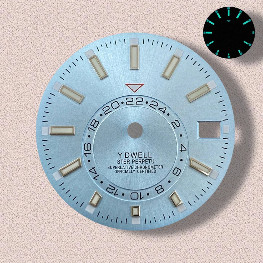 28.5mm S Logo New Sunburst Dial Fit NH35/NH36/4R/7S Japanese Movement Green Luminous High-Quality Watch Modification Accessories