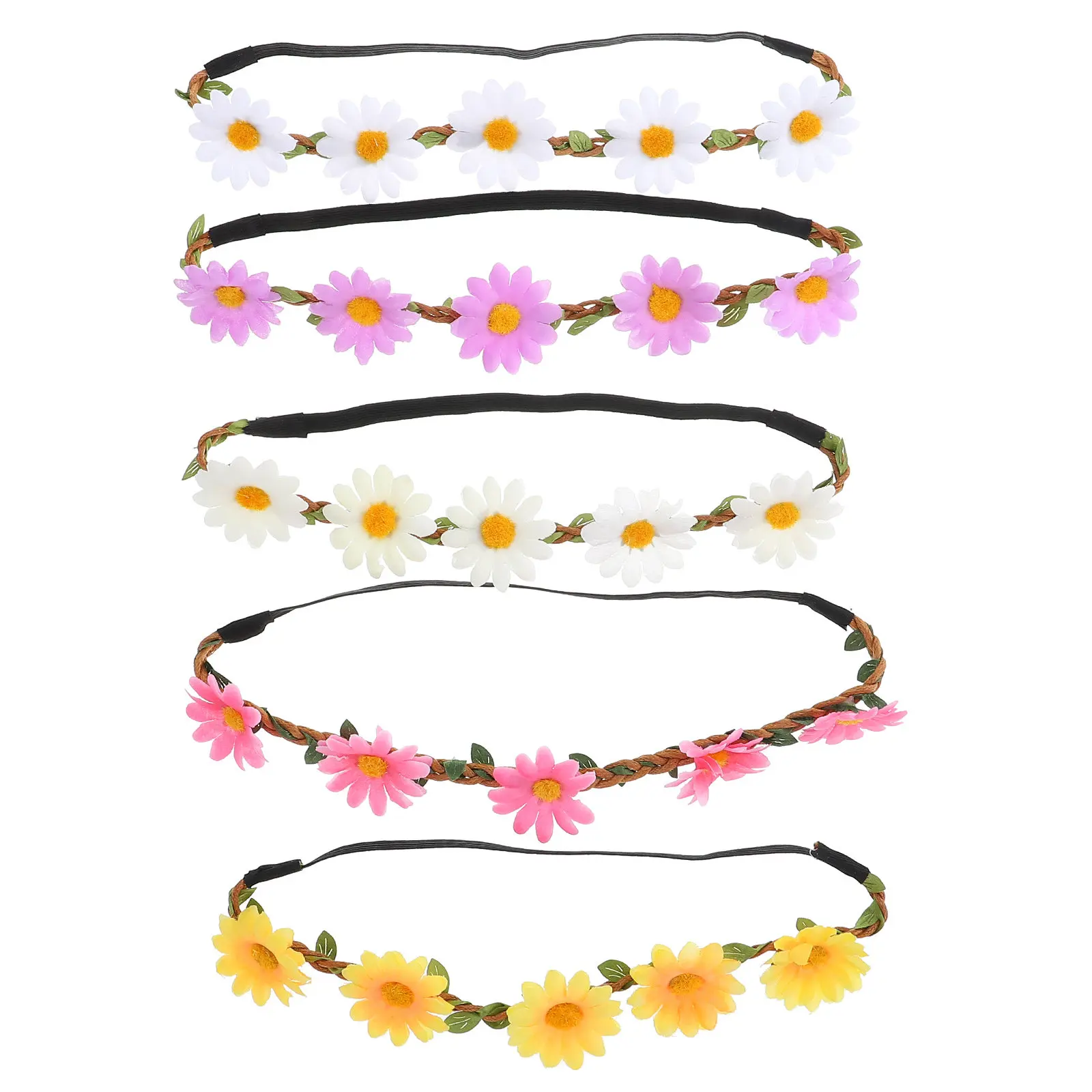 5Pcs Marguerite Hairband for Women Cloth Simulation Daisy Headband Ultra Lightweight Elegant Hair Accessory for Tea Party Garden
