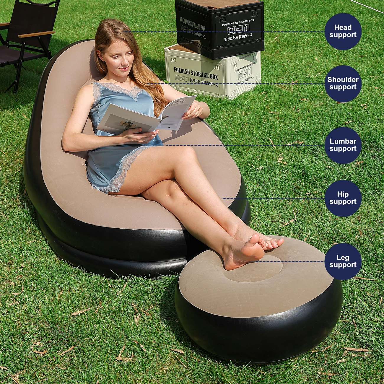 Flocked Inflatable Lazy Sofa - Made of Eco-Friendly PVC, Perfect for Leisure Chairs, Balcony Nap Chairs, and Single Recliners image 3