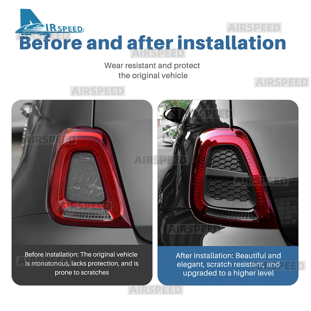 

For Abarth 595 695 595C 695C Fiat 500 500C 2016 2017 2018 2019 2020 2021 2022 2023 2024 ABS Car Rear Tail Light Cover 1Pair