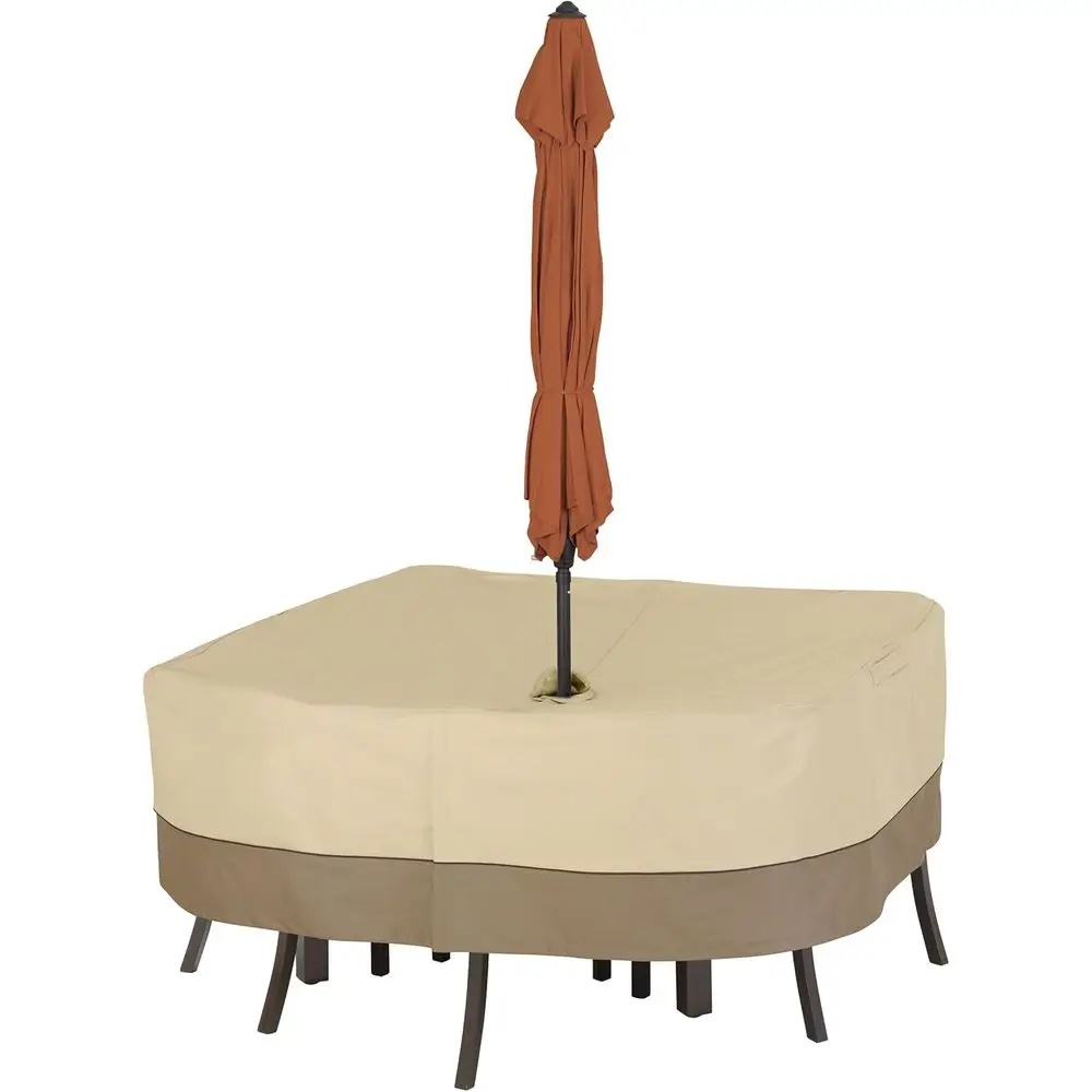 66 Square Patio Table & Chair Set Cover, Water-Resistant with Umbrella Hole, Outdoor Furniture Protection