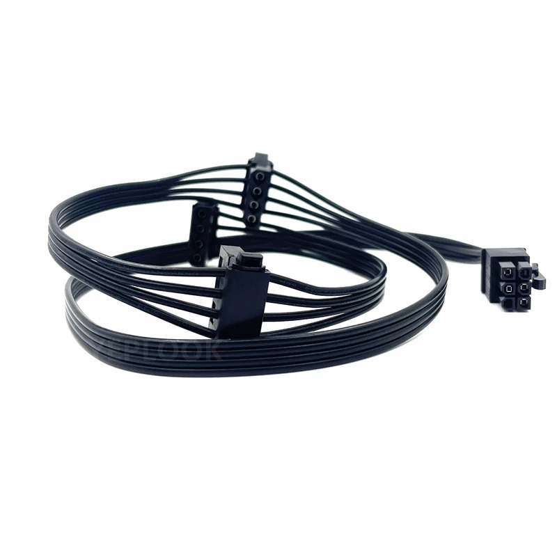 6Pin to 3x Molex IDE 4Pin Right Angle Peripheral Modular Power Cable for Seasonic X-650, X-750, X-850, X-1050, X-1250 Power Unit