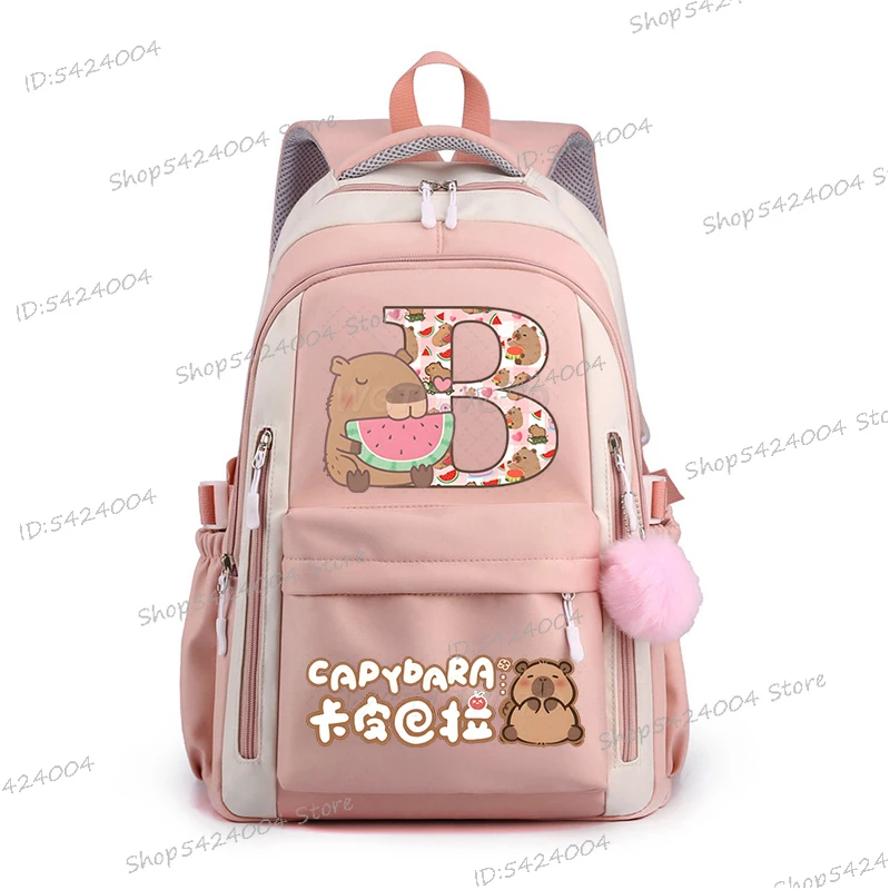 

Daily Fashion Capybara 26 Alphabet School Backpack for College Students Anime Bookbag Teenager Casual Cartoon Schoolbags