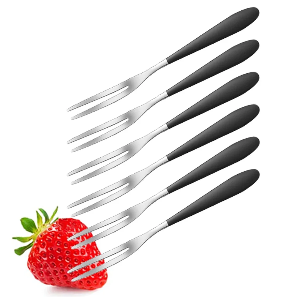 Juego de Mini tenedores de acero inoxidable de calidad, 6 uds., para aceitunas, gambas, antipasti, queso, postre, pastel, ensalada de frutas, aperitivo, cóctel
