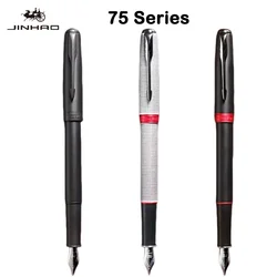 Luxury JINHAO 75 Fountain Pen Metal Black Red F Nib Writing Pen Financial Bussiness Office Student Supplies School Stationery