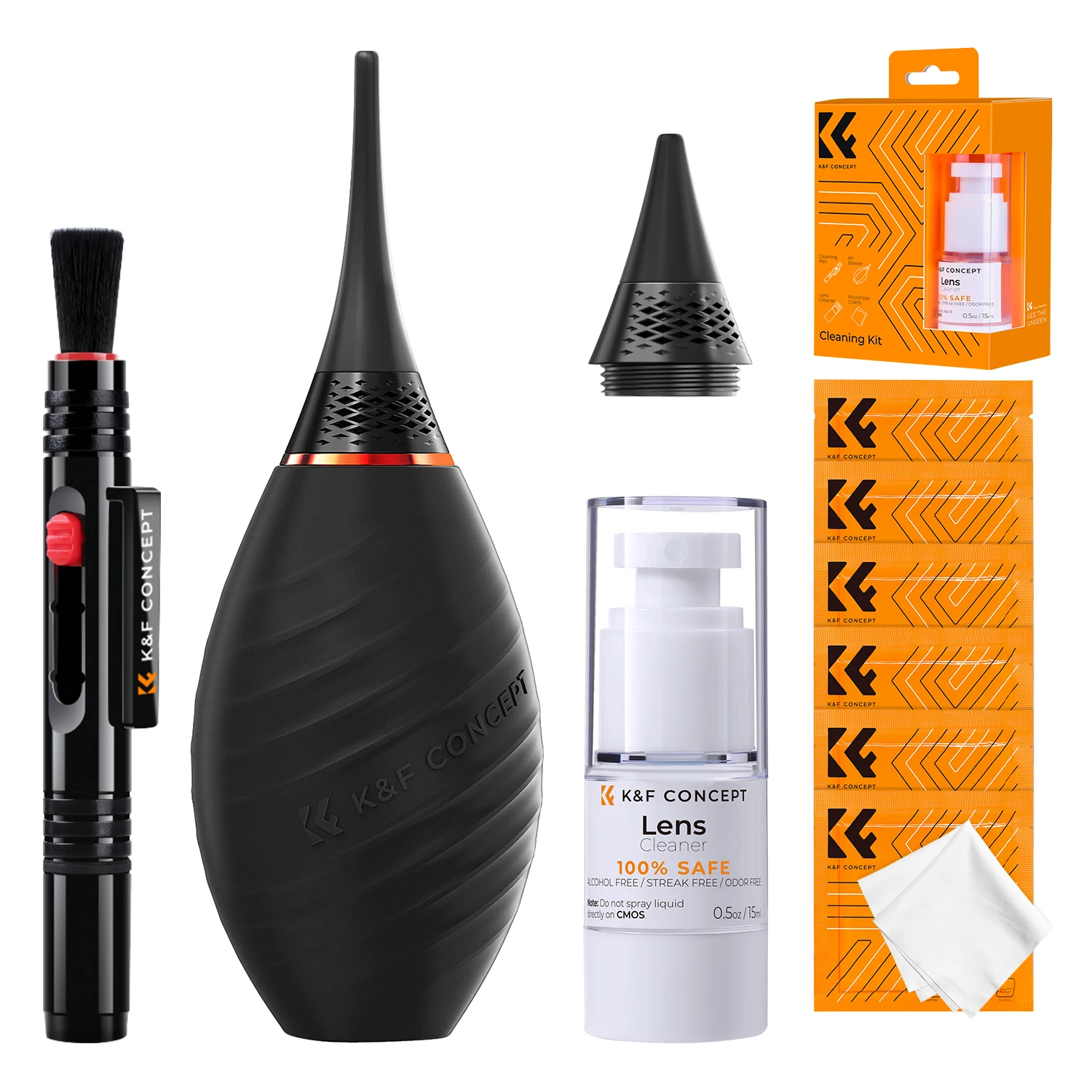 k-f-concept-10in1-クリーニングキット-プロフェッショナルクリーニングツール-クリーニングペン-交換可能なエアブロワー-15ml-クリーニング液-6枚入りクロス
