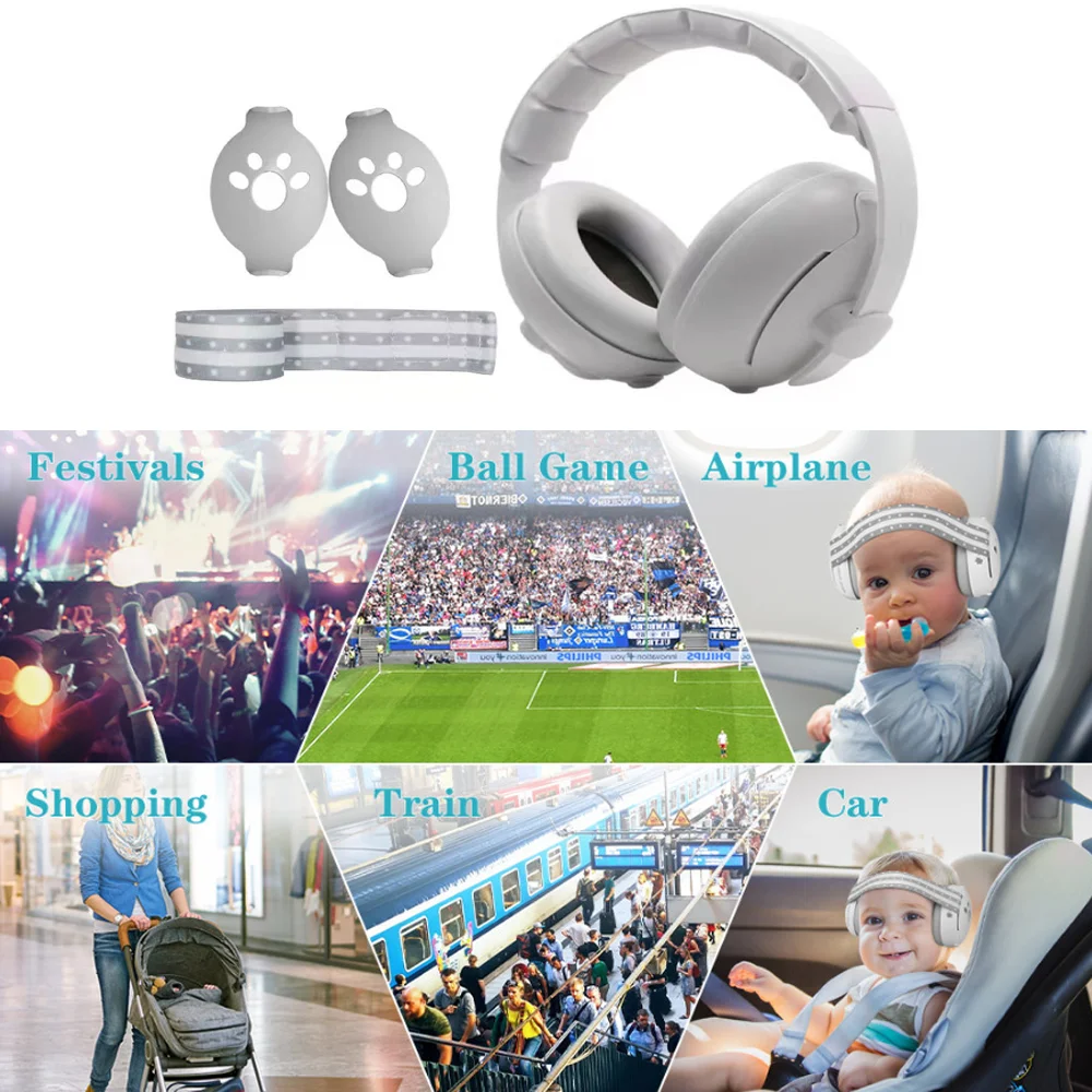 سماعات رأس 2 في 1 لحماية أذن الطفل، تصميم قابل للتحويل، سماعات رأس قابلة للتعديل لإلغاء الضوضاء للأطفال تحسن النوم المحمول