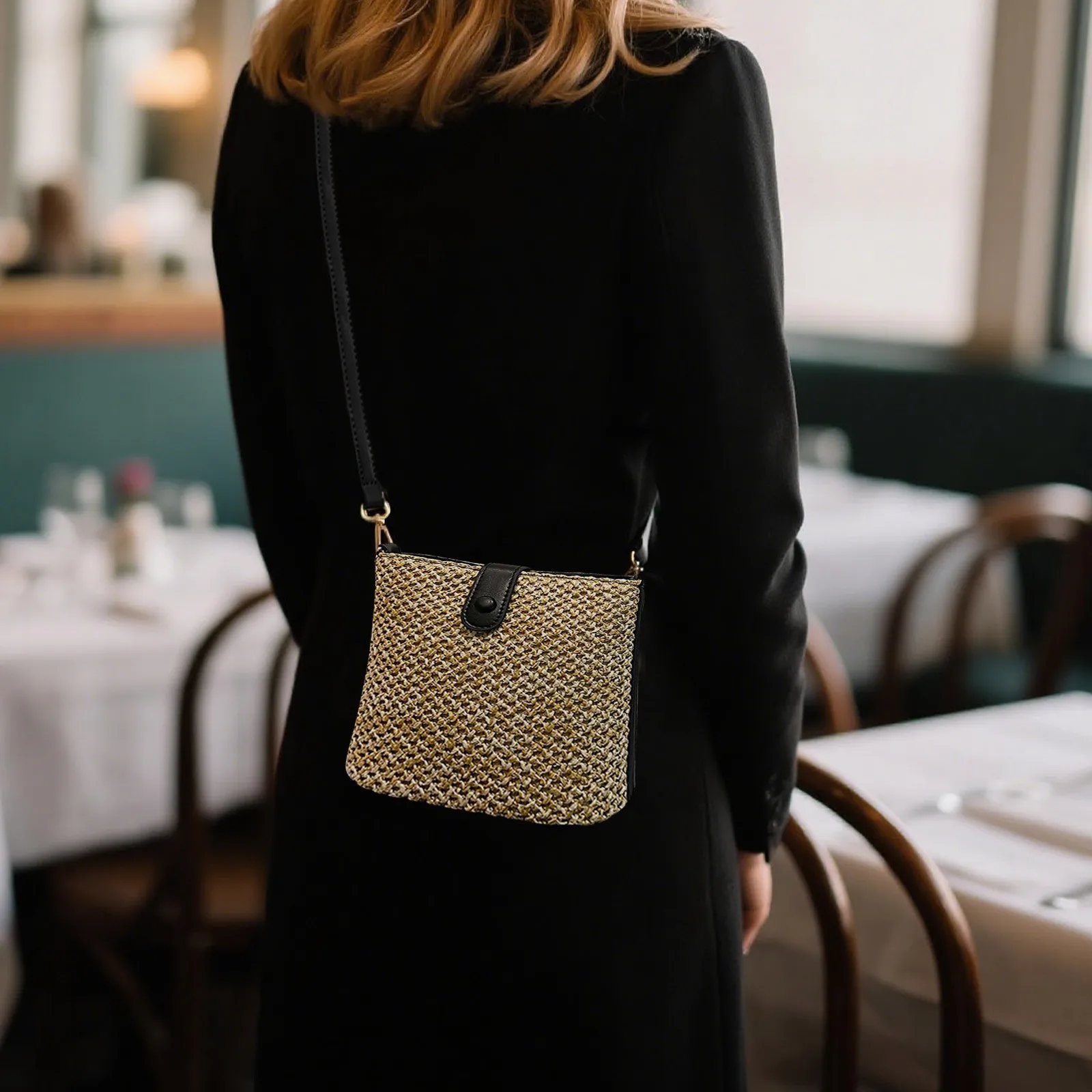 

Летняя сумка через плечо из травяной ткани для женщин, богемный пляж, простые дизайнерские маленькие кошельки и сумки, сумка через плечо