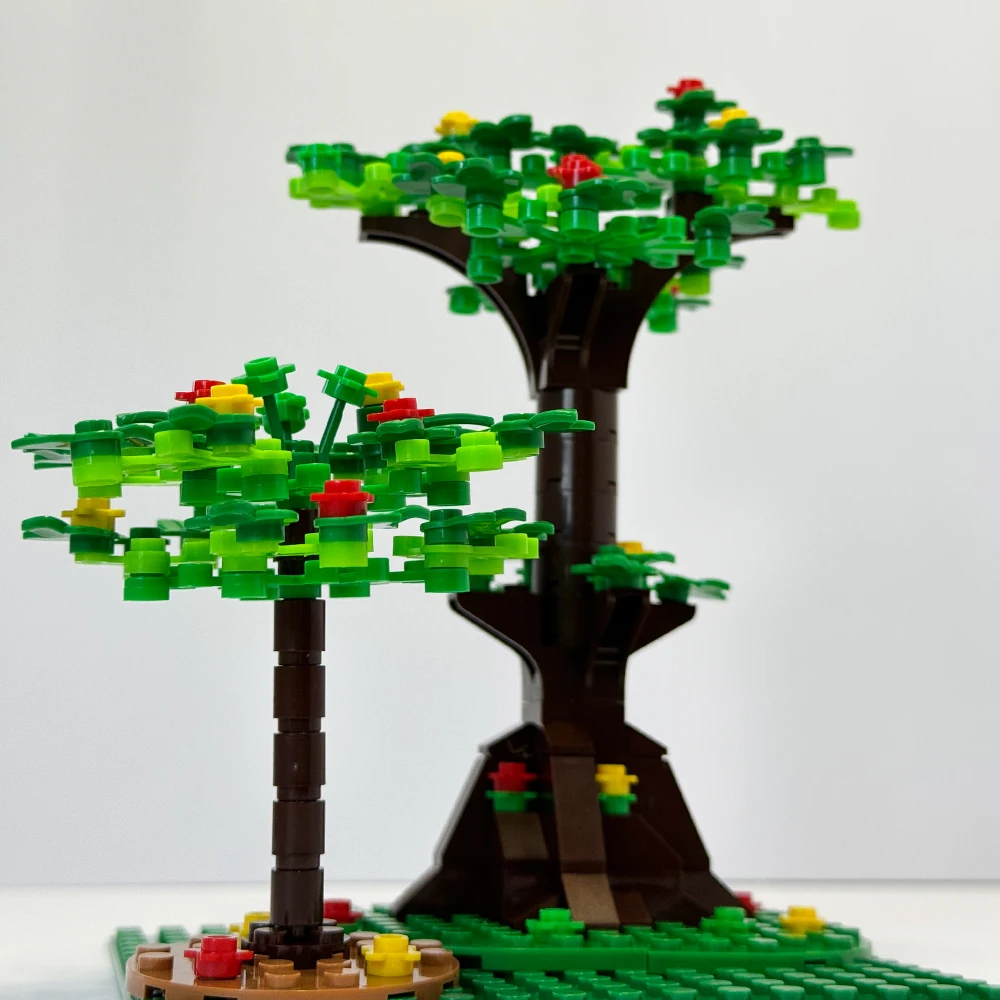 子供のためのmoc-velociraptorビルディングブロック,大きな木,森の花,小さな木のモデル,恐竜のおもちゃ,DIYギフト