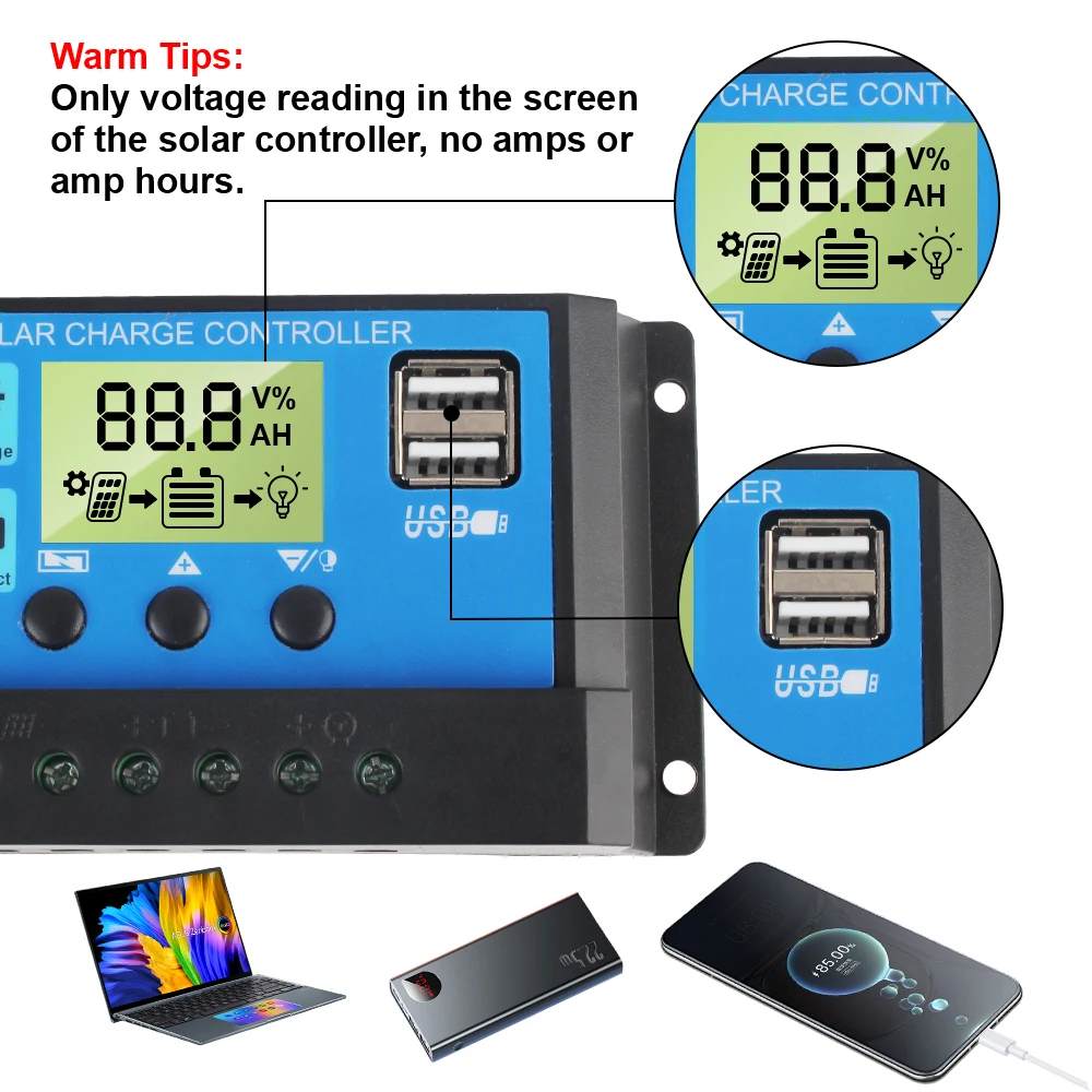 LCD Display PV Regulator Solar Battery Regulator 10A 20A 30A 12V 24V MPPT Accessory Solar Controller Dual USB Home Accessories