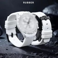 White Rubber Watchband For Omega X Swatch Joint MoonSwatch Constellation Waterproof Sports 20mm Watch Strap Curved End Band