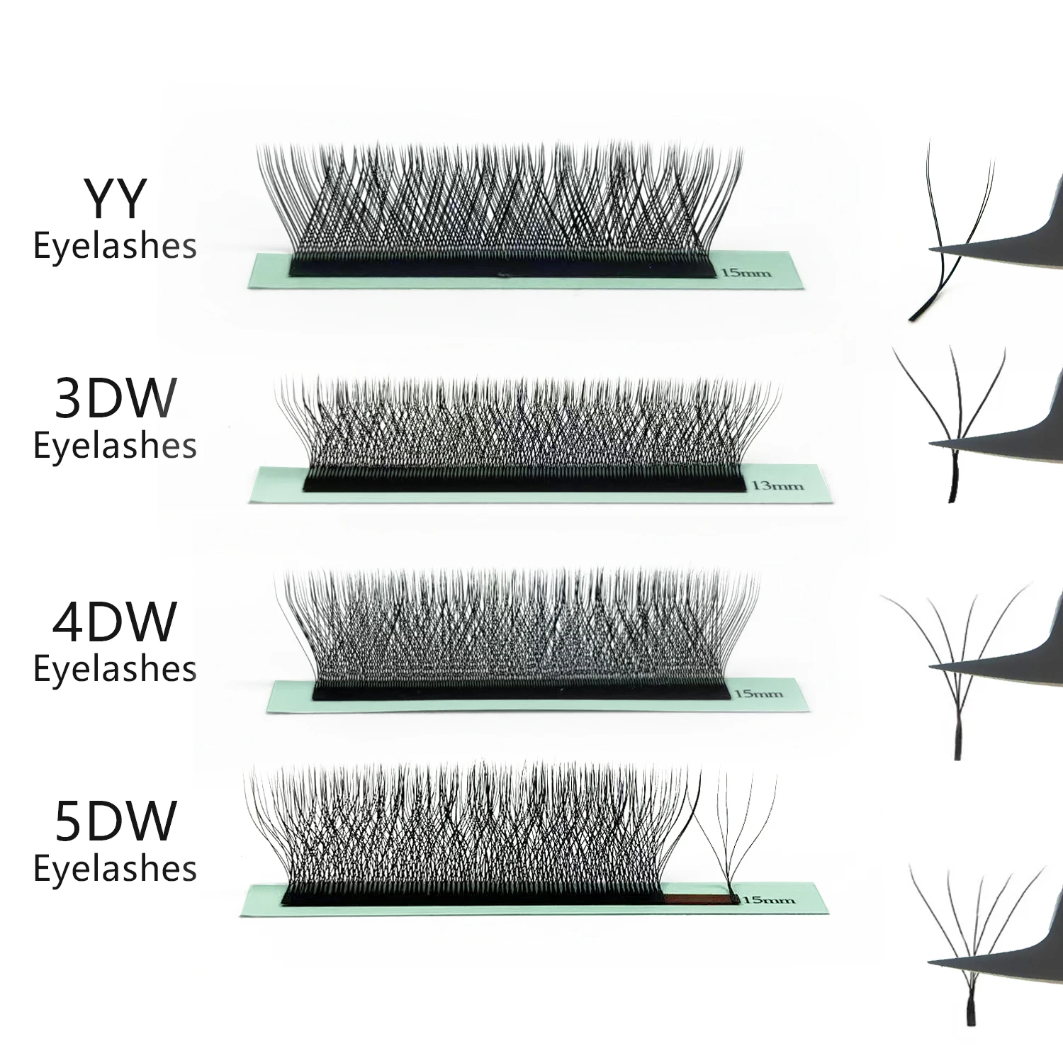 Neue 5DW M Curl Wimpernverlängerungen 4DW 2D YY Vorgefertigte Volumenfächer 7mm 3DW LU/L Individuelle Wimpernbündel Cilios 5W Naturhaar