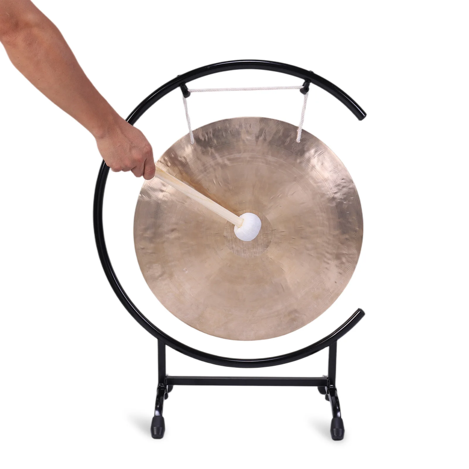 1セットの中国風ゴング、スタンドとマレット付き、中国のテーブルゴング、家の装飾、新築祝いの祝福用楽器