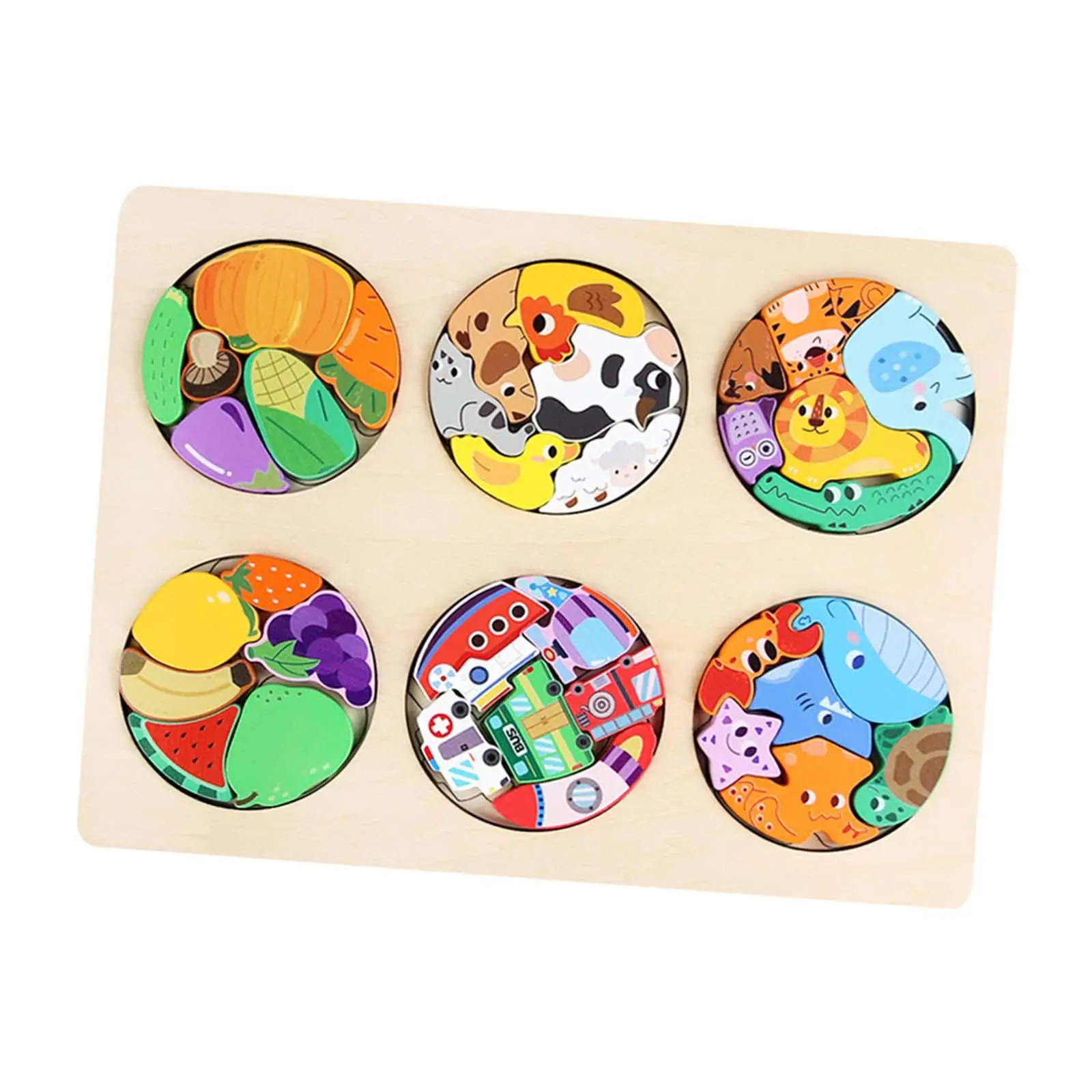 

Wooden Puzzle for Kids Cartoon Multifunctional Enlightenment for Ages 1-3
