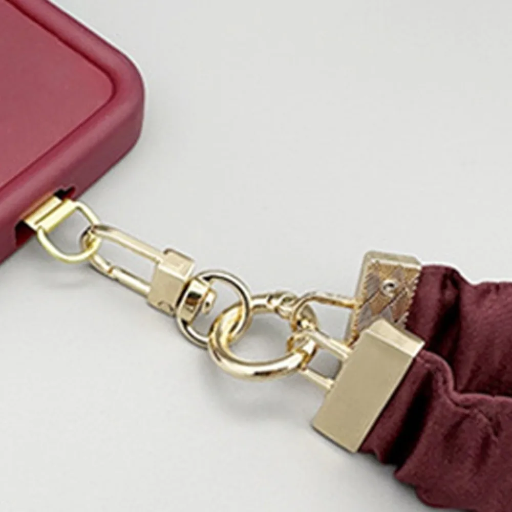 

Pleated Design Mobile Phone Strap Pendant Metal Card Cell Phone Chain Anti Loss Short Mobile Phone Lanyard