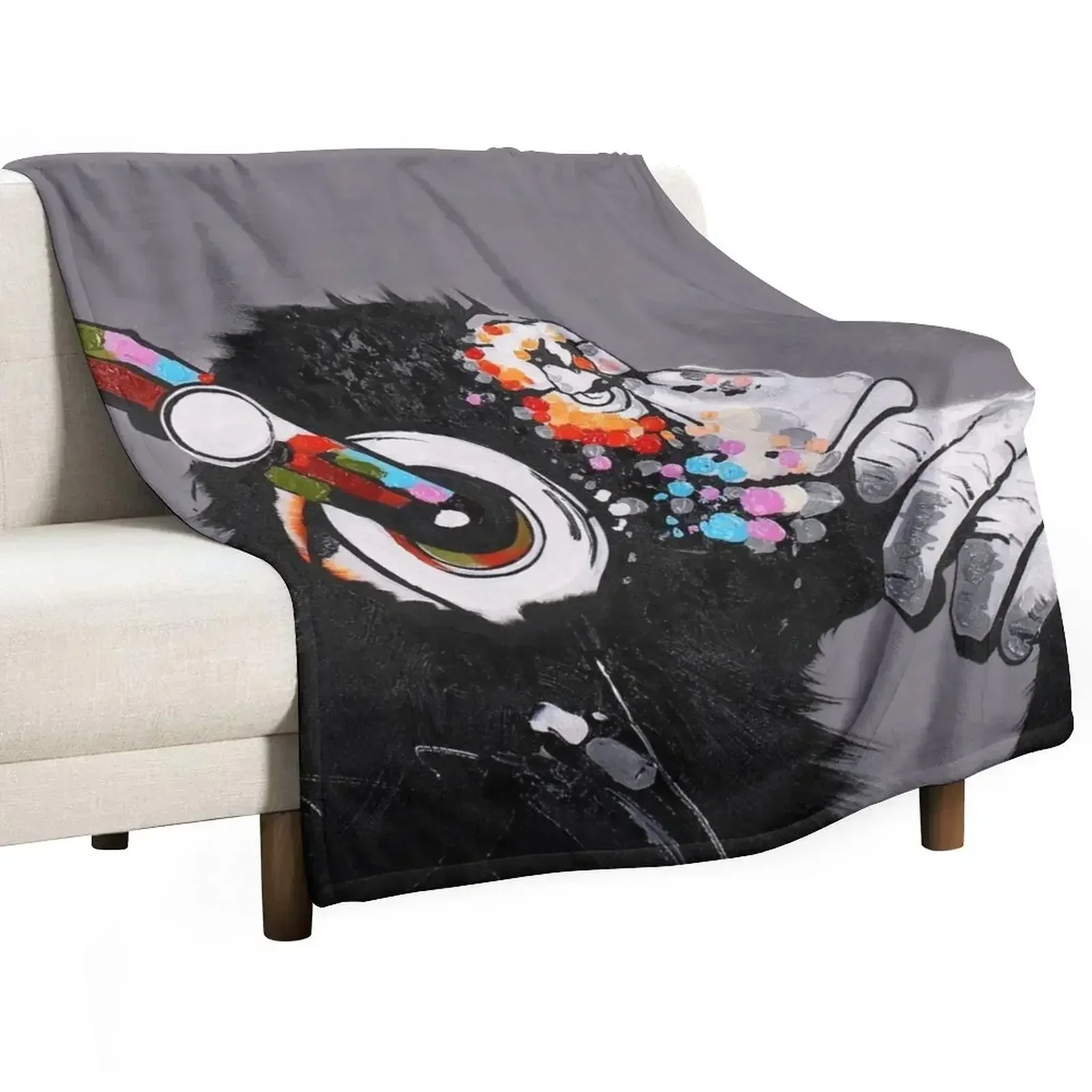 Thinker Chimp Throw Blanket Luxury Designer valentine gift ideas Blankets