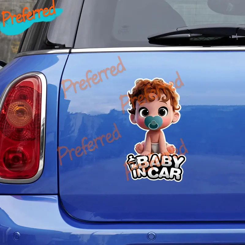 High Quality Decal Kid Children Boy on Board Baby In Car Cartoon Funny Die-Cut Stickers Girl on Board Bumper Rear Window