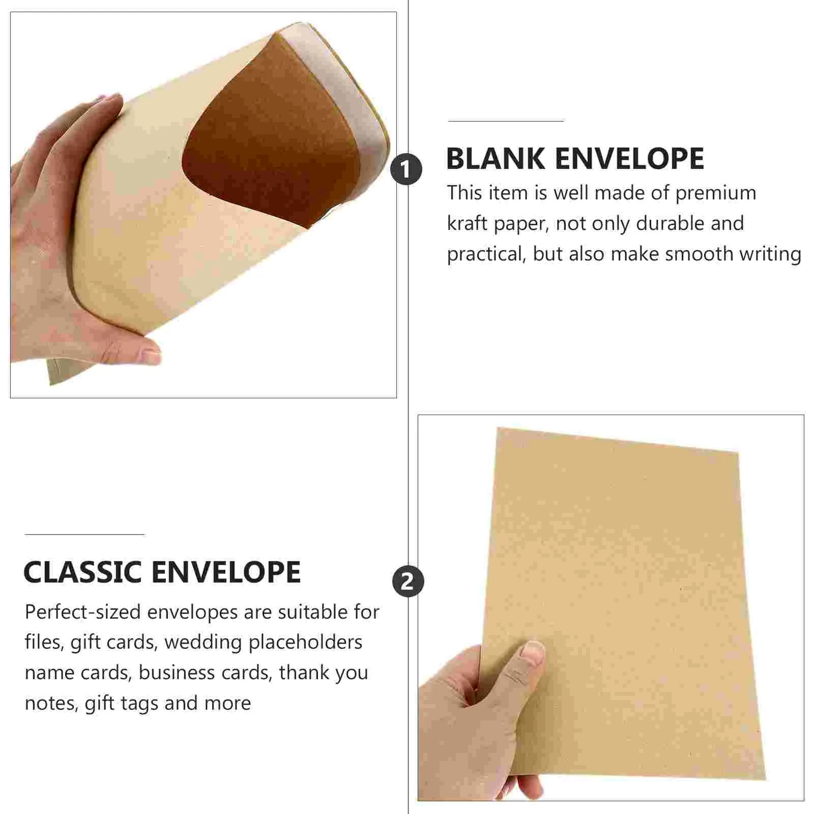 50 Pcs Kraft Envelope Classic Brown Paper Bags Photo Envelopes A4 Invitation Folder Vintage Letter Storage