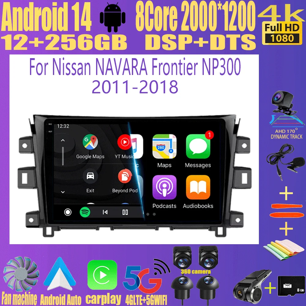 2 din Android 14 Car Radio Multimedia Video Player For Nissan NAVARA Frontier NP300 2011-2018 Stereo Carplay Autoraido GPS 4G