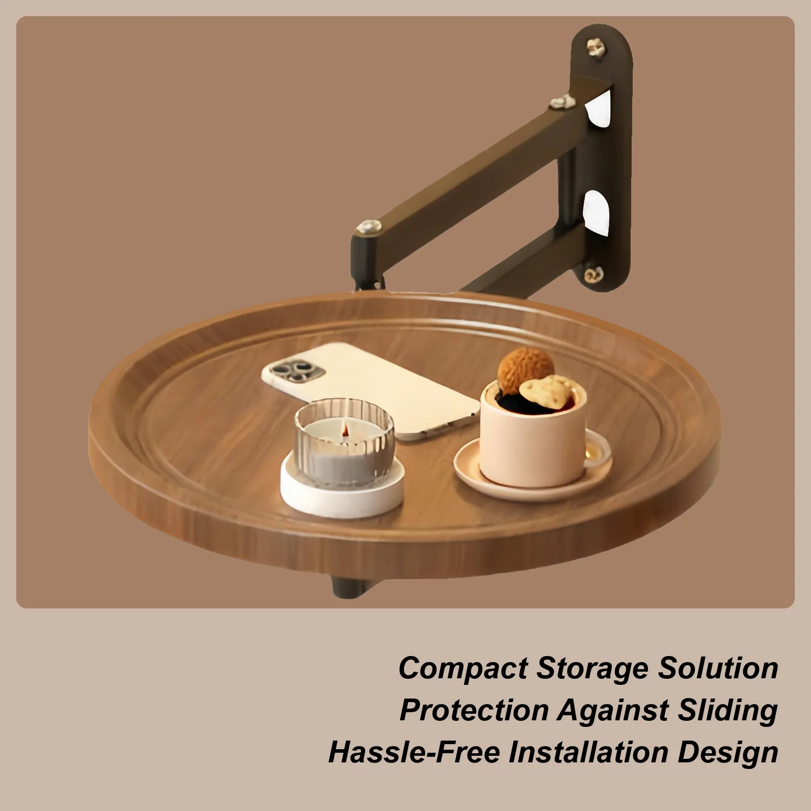 Wall Mount Folding Tray Wall-Mounted Retractable Bed Tray Balcony Coffee Table For Apartment Bedroom RV Owners Homeowners