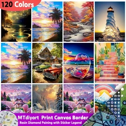 Landscape Car Diamond Painting Print Canva Border With Sticker Legend Art Wall Decorative For Home Adult Zero Basic Hobby