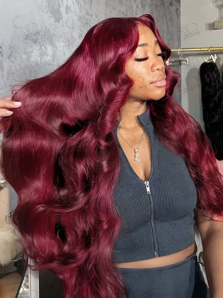 

250 Density 13x6 HD Lace Front Wig 99J Body Wave HD Water Wave High Density Burgundy Red Human Hair Brazilian 36 Inch Wine Red