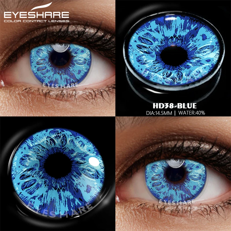 EYESHARE 1 Pair Cosplay Contact Lenses for Eyes New Arrival Blue Yellow Halloween Lenses Crazy Lens for Eyes Beauty Makeup