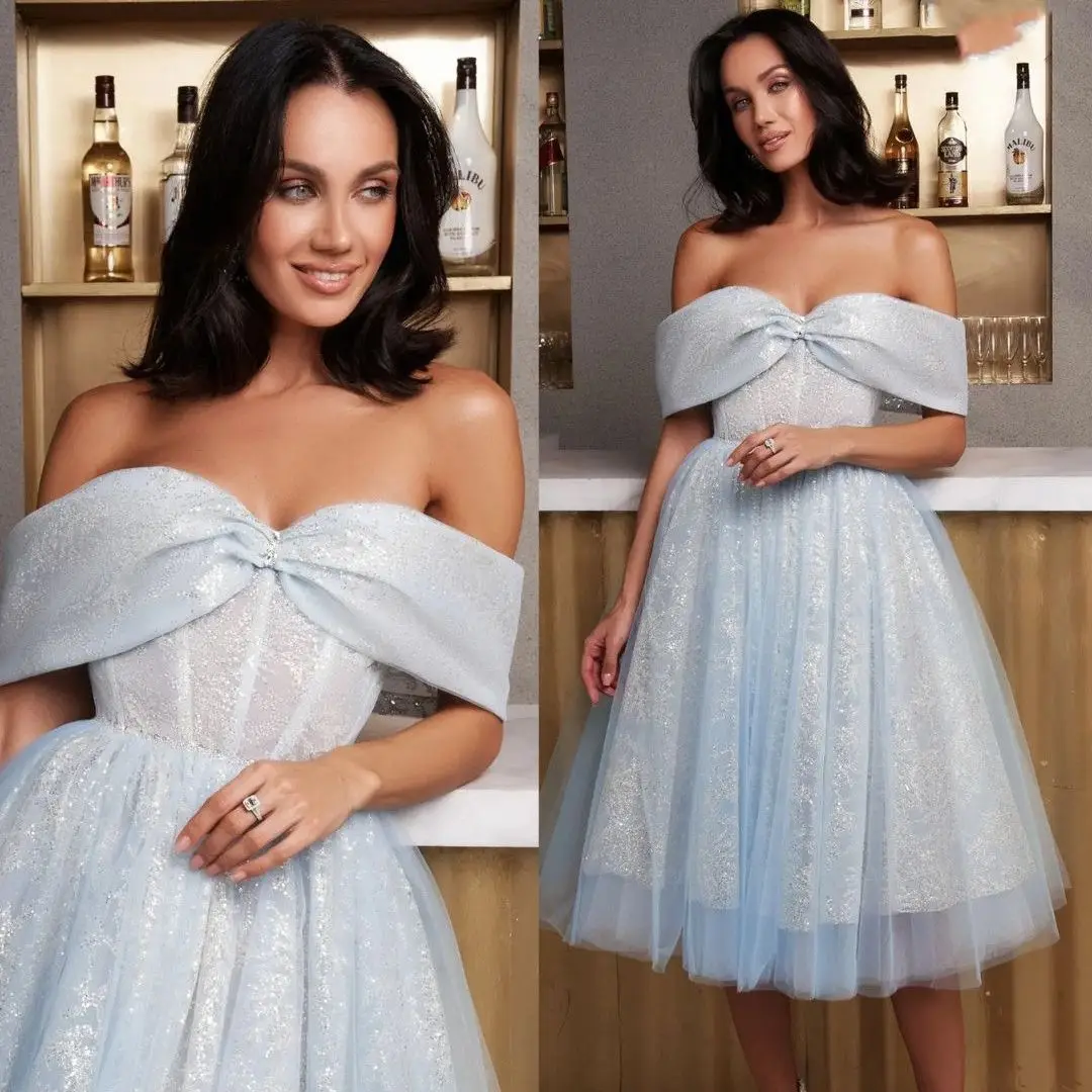 Sky Blue Short Prom Dresses for Women Stylish Lace Evening Dress Sweetheart Vintage Crystal Cocktail Party Gown