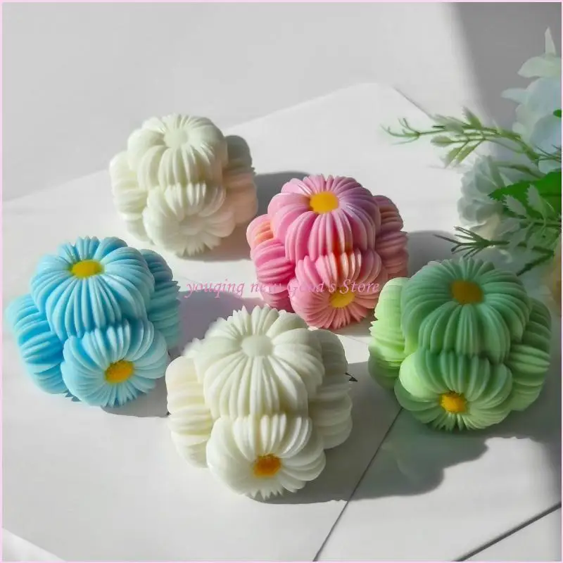 57QA قالب سيليكون مرن لصناعة صابون عباد الشمس والشموع المصنوعة يدويًا #5