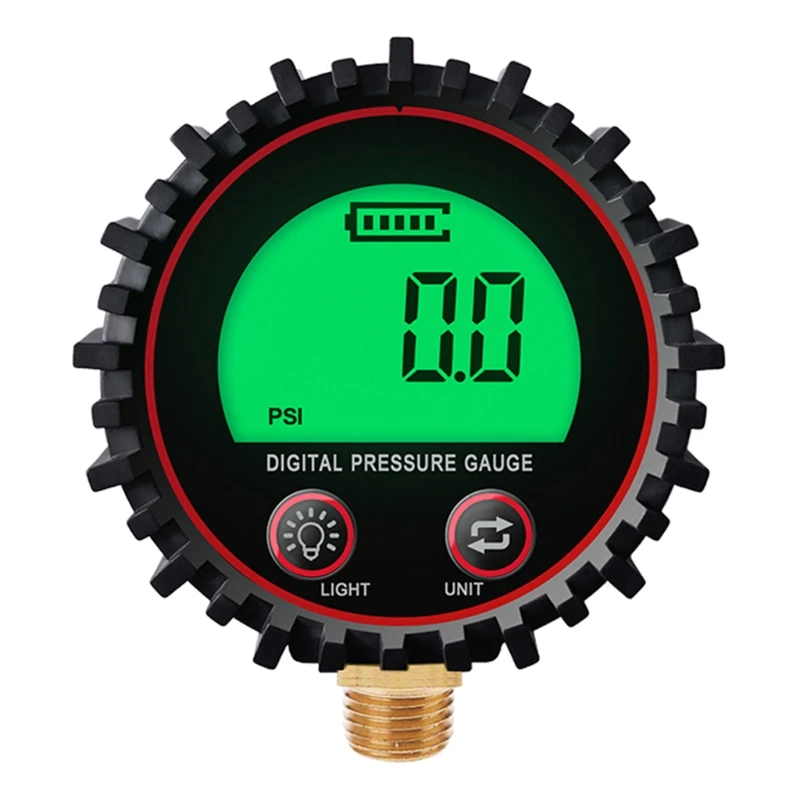 Dial Size Digital Pressure Gauge 0-255 Kpa Bar kgf cm² Lower Mount LED Light Display 1/4'' NPT Mount Professional