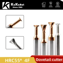 KaKarot Carbide Dovetail Milling Cutter CNC Tool 30 45 60 75 Degree Tungsten Steel Machining Tool for Metal End Mill D4mm-D12mm