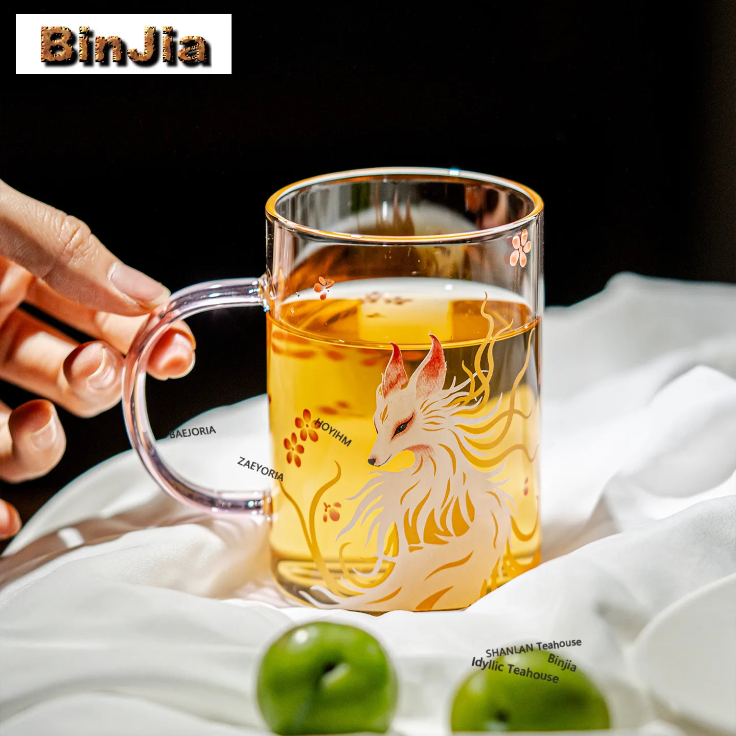300ml Nine-tailed Fox Glass Teacup Handmade Tea Bowl Cup For Tea Tea-tasting Personal Cup Jianzhan Master Cups Chinese Tea Set