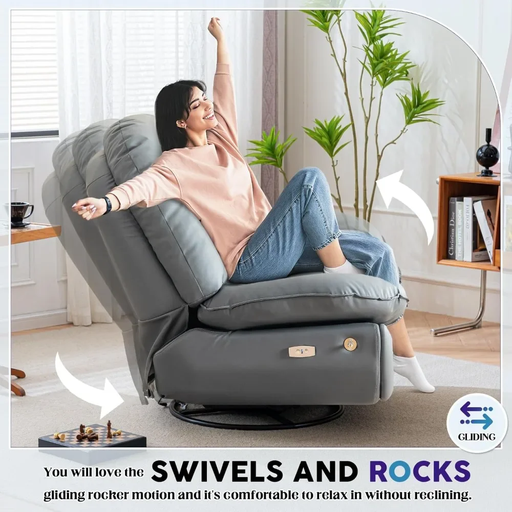 Silla reclinable eléctrica para adultos, sofá reclinable para sala de estar, sillas deslizantes giratorias modernas