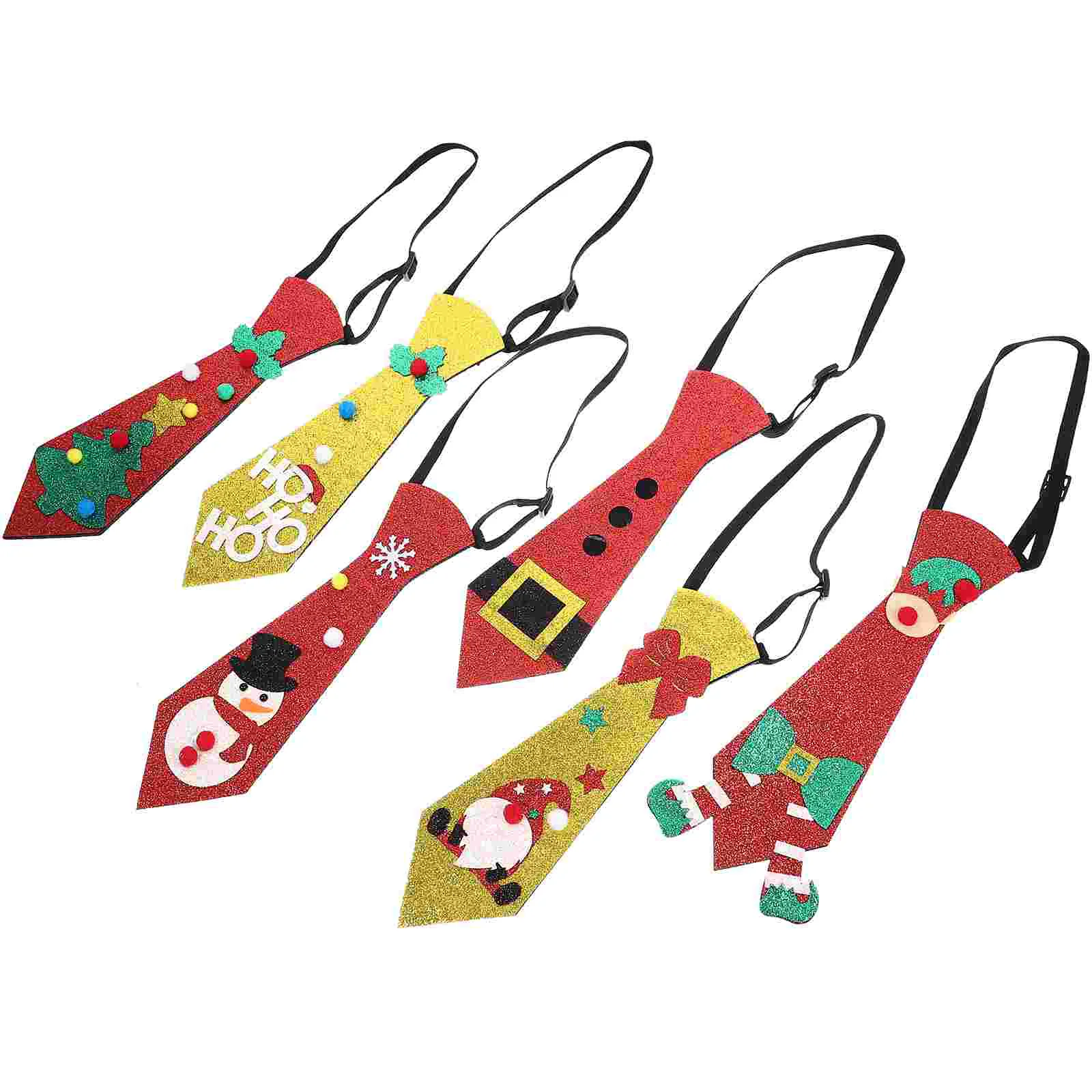 6 Pcs Christmas Tie Necktie Santa Ornaments Aldult Party for Kids 6pcs Decor Baby Glasses