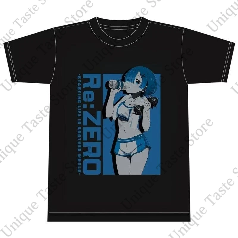 ‌Re ZERO Starting Life In Another World T Shirt New Emiria Rem Ram Cartoon Print T-shirt Soft Cotton Summer Short Sleeve Tee Top