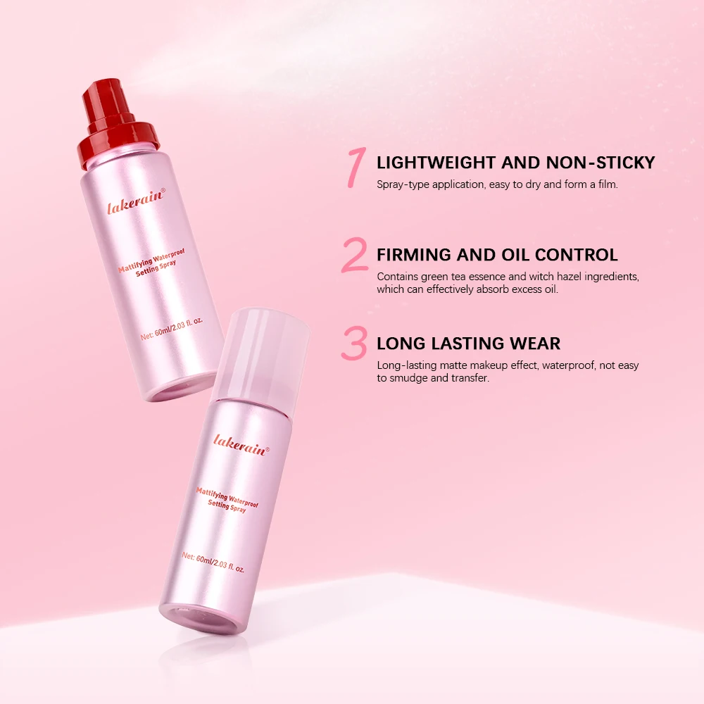 Matterende waterdichte setting spray voor alle huidtypes Oliecontrole Niet-kleverige make-up fixer Langdurige matte basismake-up