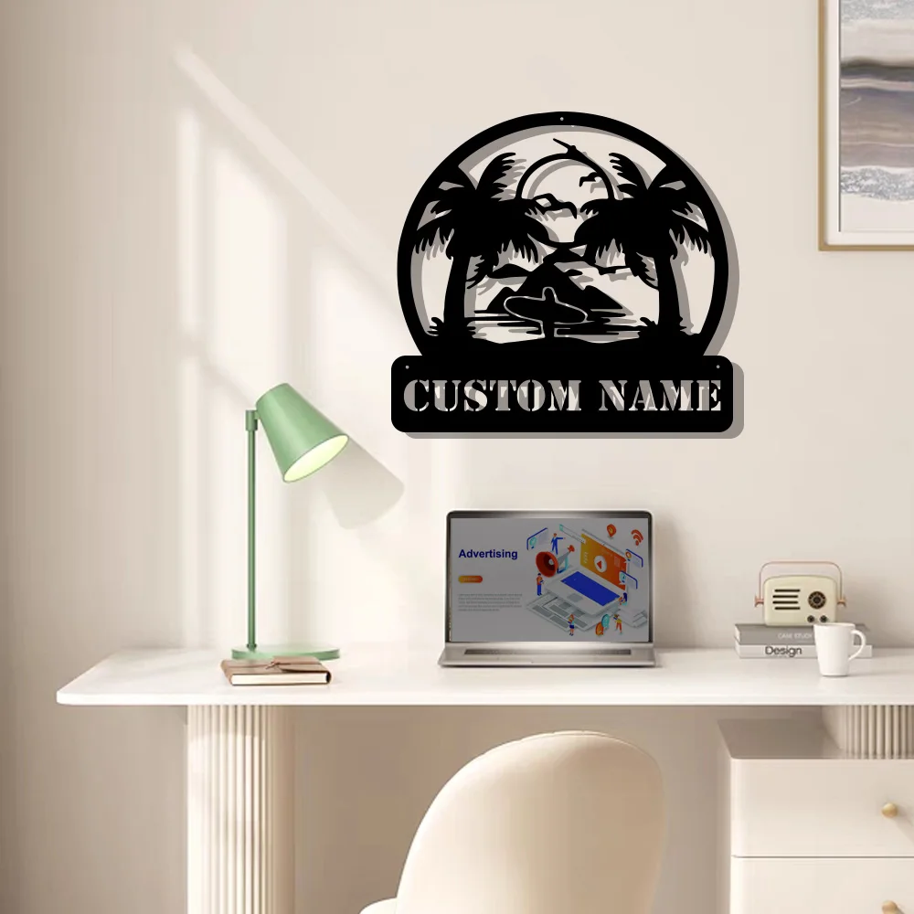 

1pc hot sale Coastal views Tin Wall Signs Metal Wall Plaque For Kids Room Living Room Home Decor