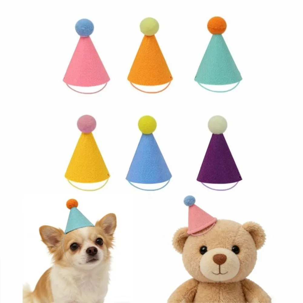 Mini Felt Birthday Party Hat 1/6Pcs, Lovely Decorative Hat For Dogs Cats Rabbits Dolls And Stuffed Animals Party Dress Up - view 3