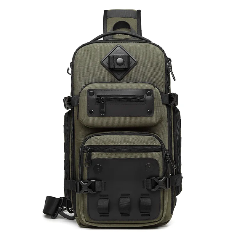 Ozuko Belly bags Men\'s Chest Bag Outdoor Tactical One Shoulder Crossbody Bag High Capacity Waterproof Sports Bag For Man