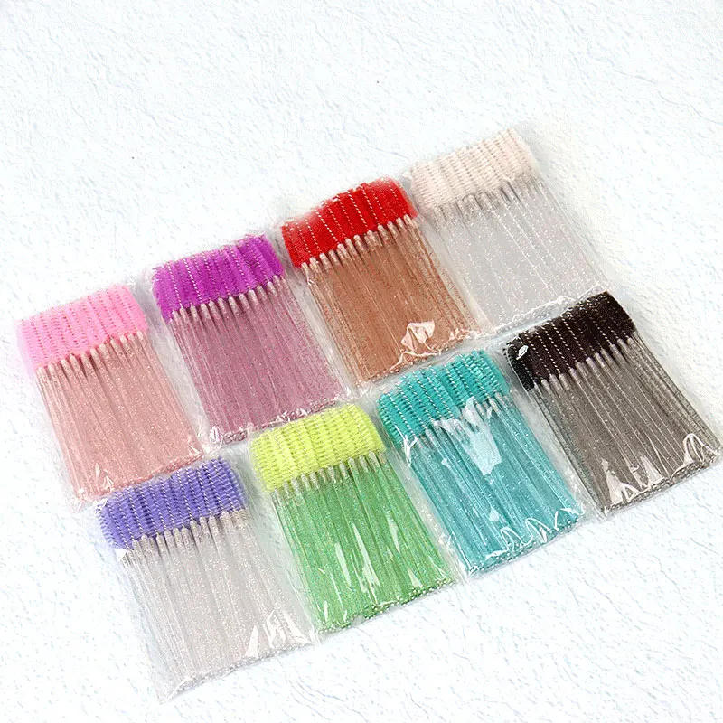 Batch of 50 Sets of Eyelash Brushes for Combing Eyelashes with Diverse Functions and Colors