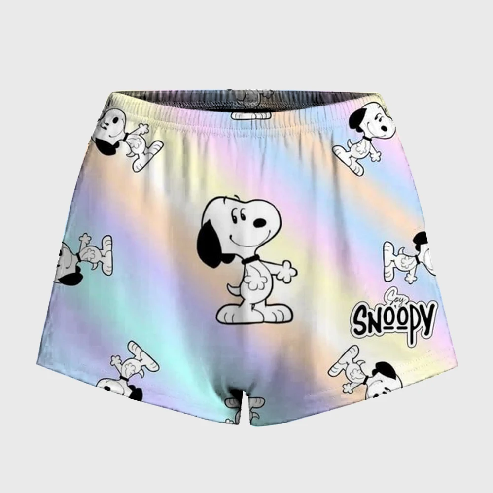 سنوبي الكرتون طباعة مستقيم السراويل امرأة الصيف مرونة الخصر Sweatshorts عادية الحلو لطيف القطن السراويل المنزل الملابس الداخلية Y2k