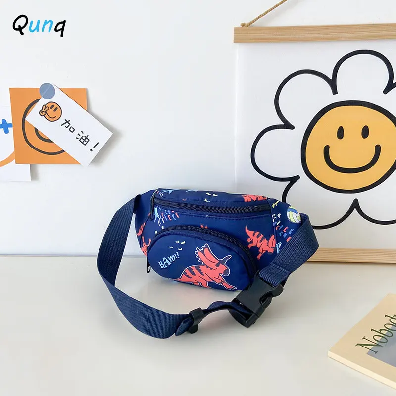 Qunq 2023 Boys Girls Dinosaur Print Crossbody Bag Cute Cartoon Western Style One Shoulder Bag Fashion Fanny Pack Holiday Gift