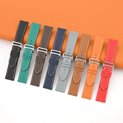 Genuine Leather Strap Orange Green Universal Men Women Retro Cowhide Quick Release Replace Bracelet Watch Band Belt 18/20/22mm