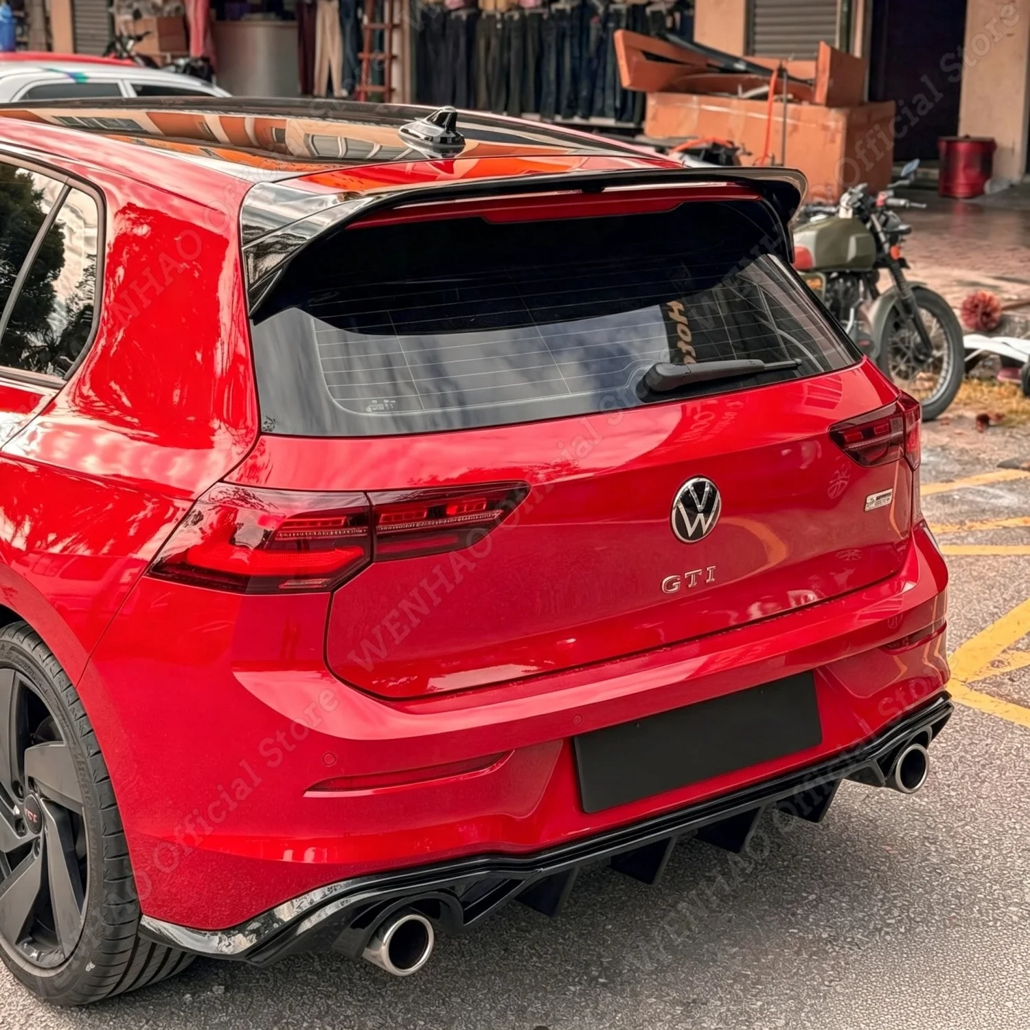 For Volkswagen Golf GTI Mk8 GTI R-Line 2020-2024 Gloss Black Maxton Style Car Rear Valance Car Rear Bumper Diffuser Bodykit view 4