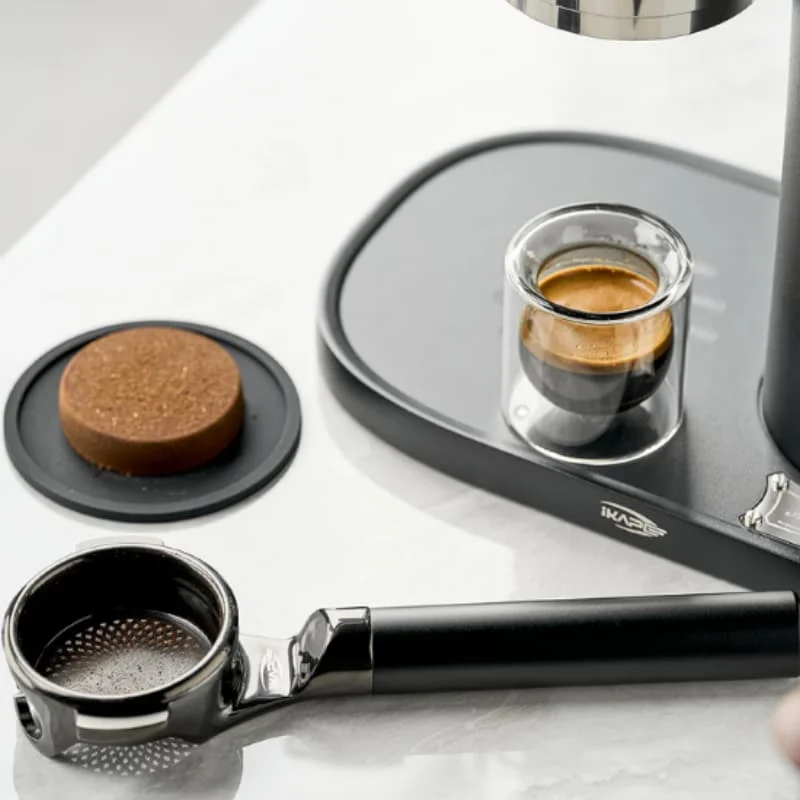 IKAPE Espresso Bottomless Portafilter,with Precision Basket Filters,Stainless Steel Deep Black,For 58mm E61/Lamarzocco Machine