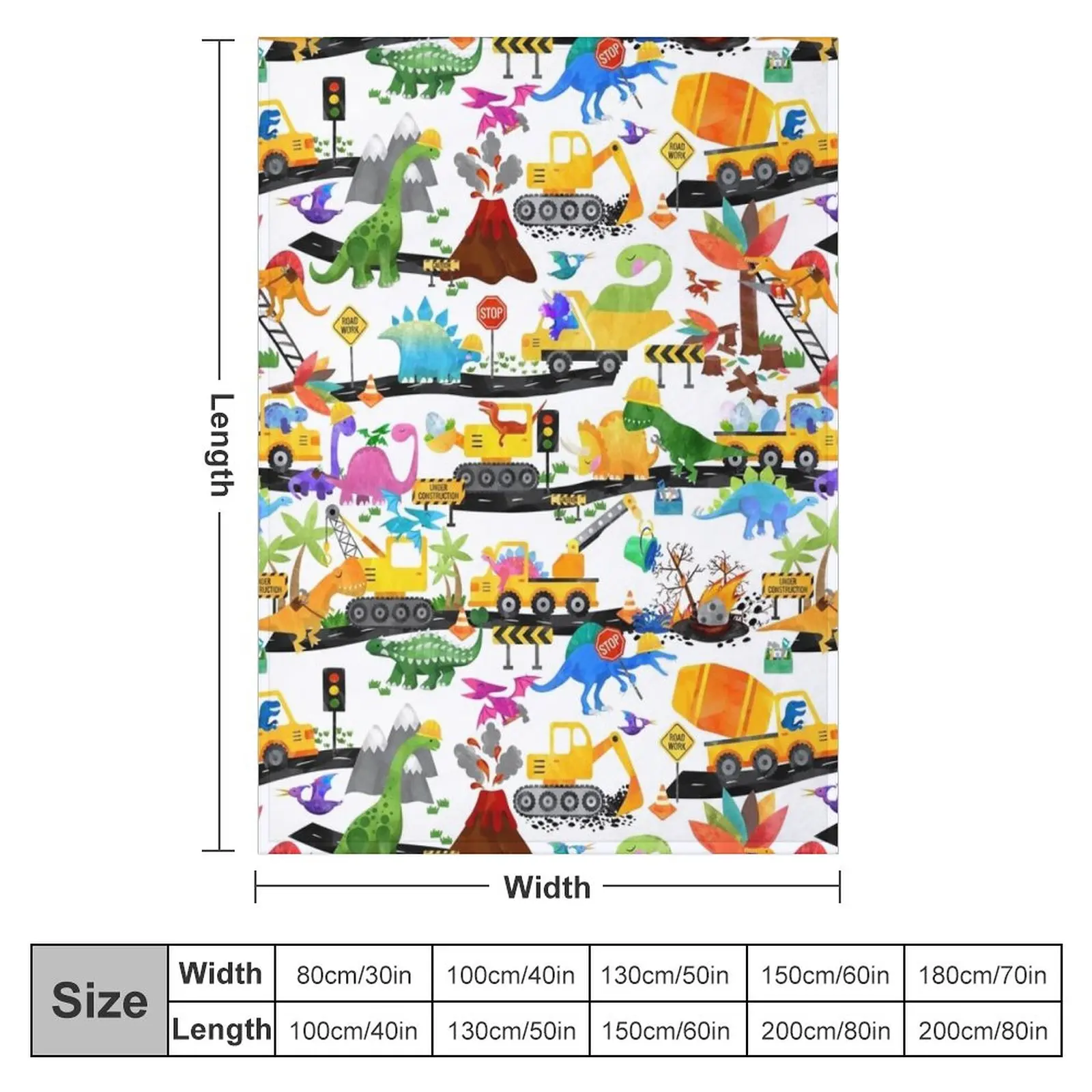 Watercolor Dinosaur Road Crew Construction Throw Blanket Nap Blanket Decorative Sofa Blanket Designer Blankets