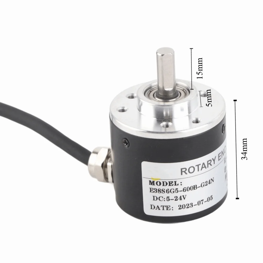 Codificador rotatorio Incremental 600P/R AB 2 fases DC 5-24V codificador rotatorio Quadratura 6mm eje transductor rotativo óptico