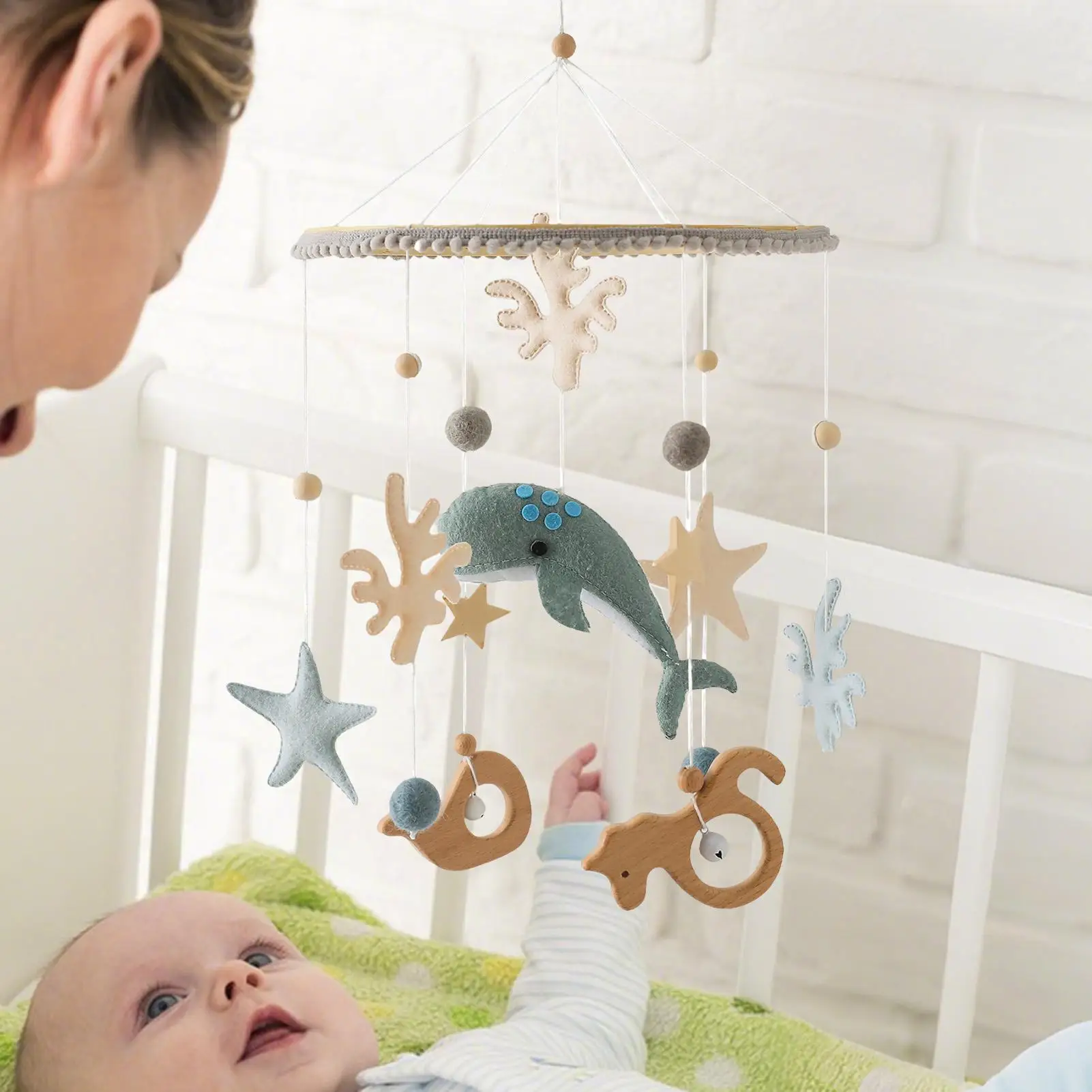 Baby Mobile Wal Kinderzimmer Mobile Windspiel für Kinderzimmer Dekor Kinderzimmer Schlafzimmer Mädchen Spielen Wand Geburtstag Weihnachten
